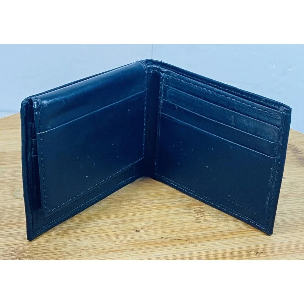 Vintage Columbia Mens Folded Leather Wallet Black 4.5”x3.5”